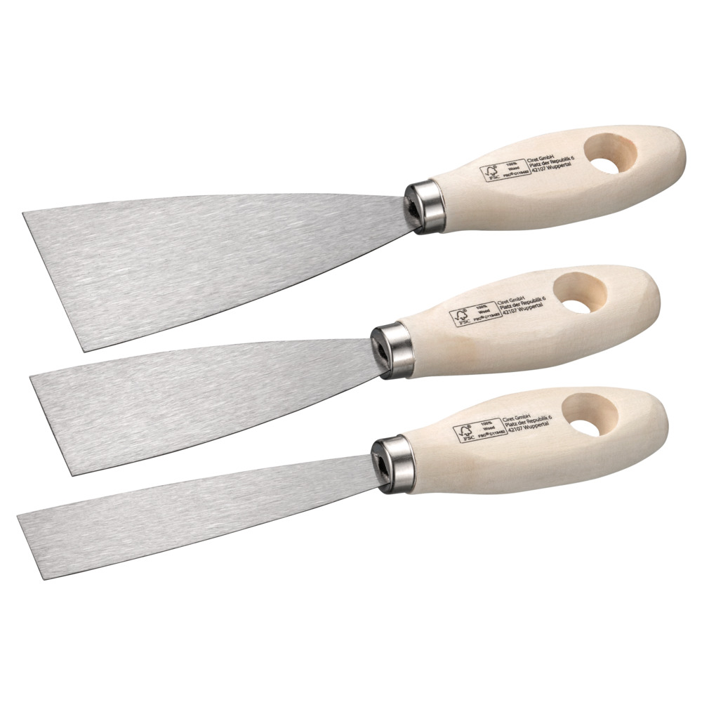 Spachtel-Set 3-teilig mit Holzgriff