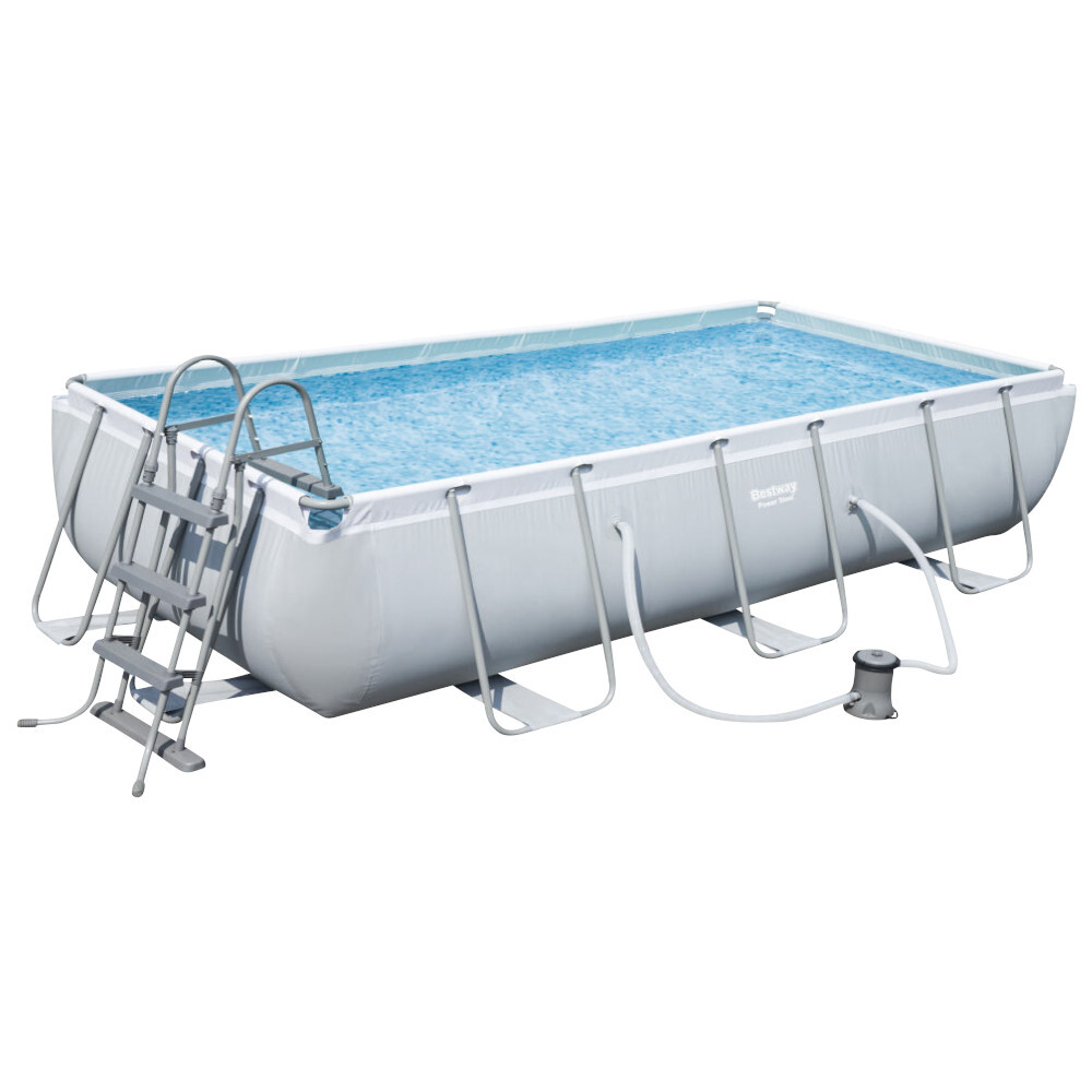 XXL Swimming Pool rechteckig mit Stahlrahmen und passender Leiter