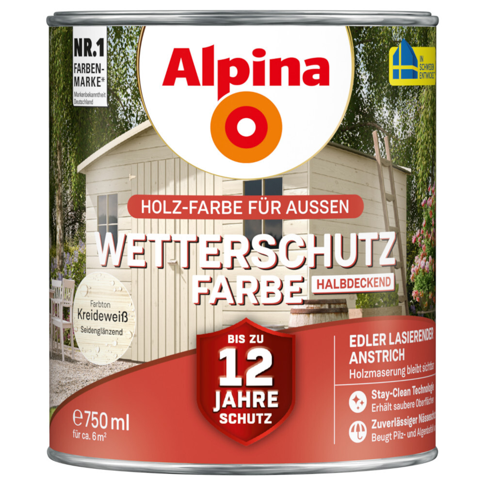 Alpina Wetterschutzfarbe Kreidewei&szlig; 750 ml halbdeckend image number 0