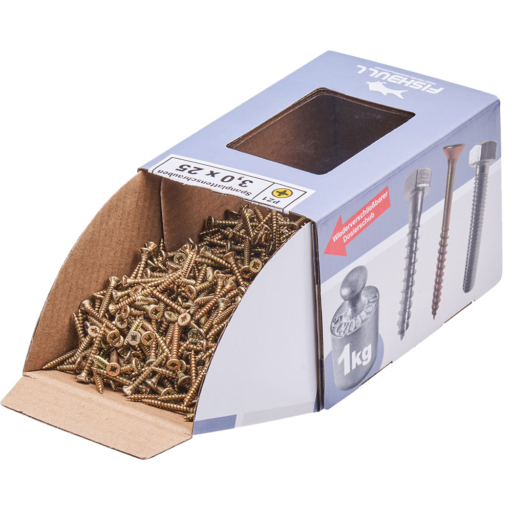 Spanplattenschraube 3,0x25 mm PZ 1kg FISHBULL-Pack Senkkopf Vollgewinde Kreuzschlitz image number 3