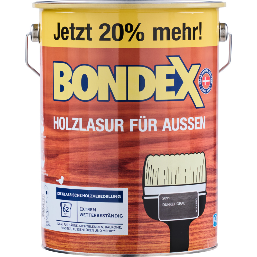 BONDEX Holzlasur für Aussen dunkelgrau 4,8 Liter image number 0