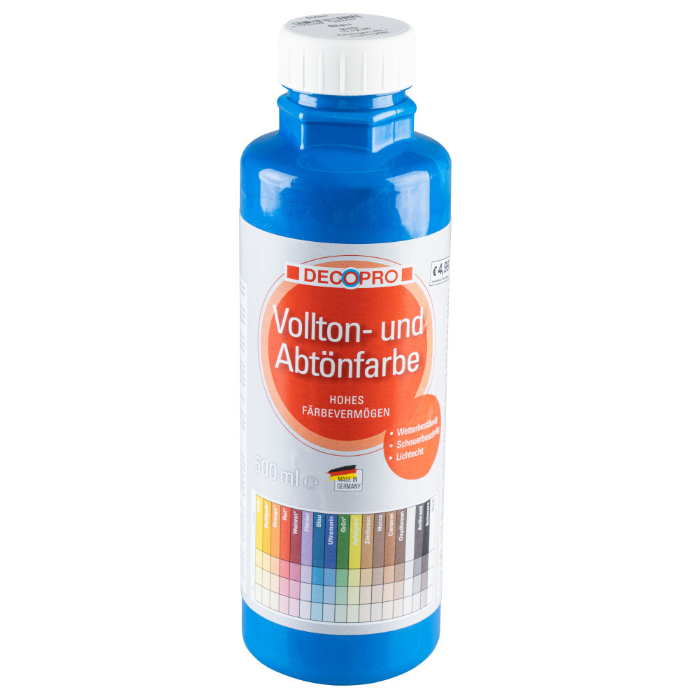 DECOPRO Vollton und Abtönfarbe 500 ml blau innen und außen