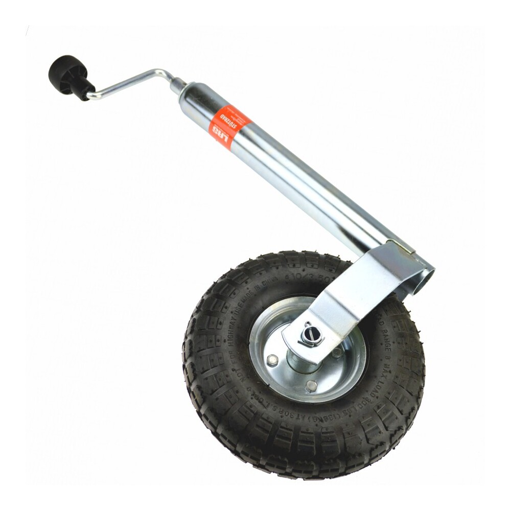 Stützrad Ø48mm mit Kurbel Luftreifen 260x85mm Bugrad Anhängerstützrad
