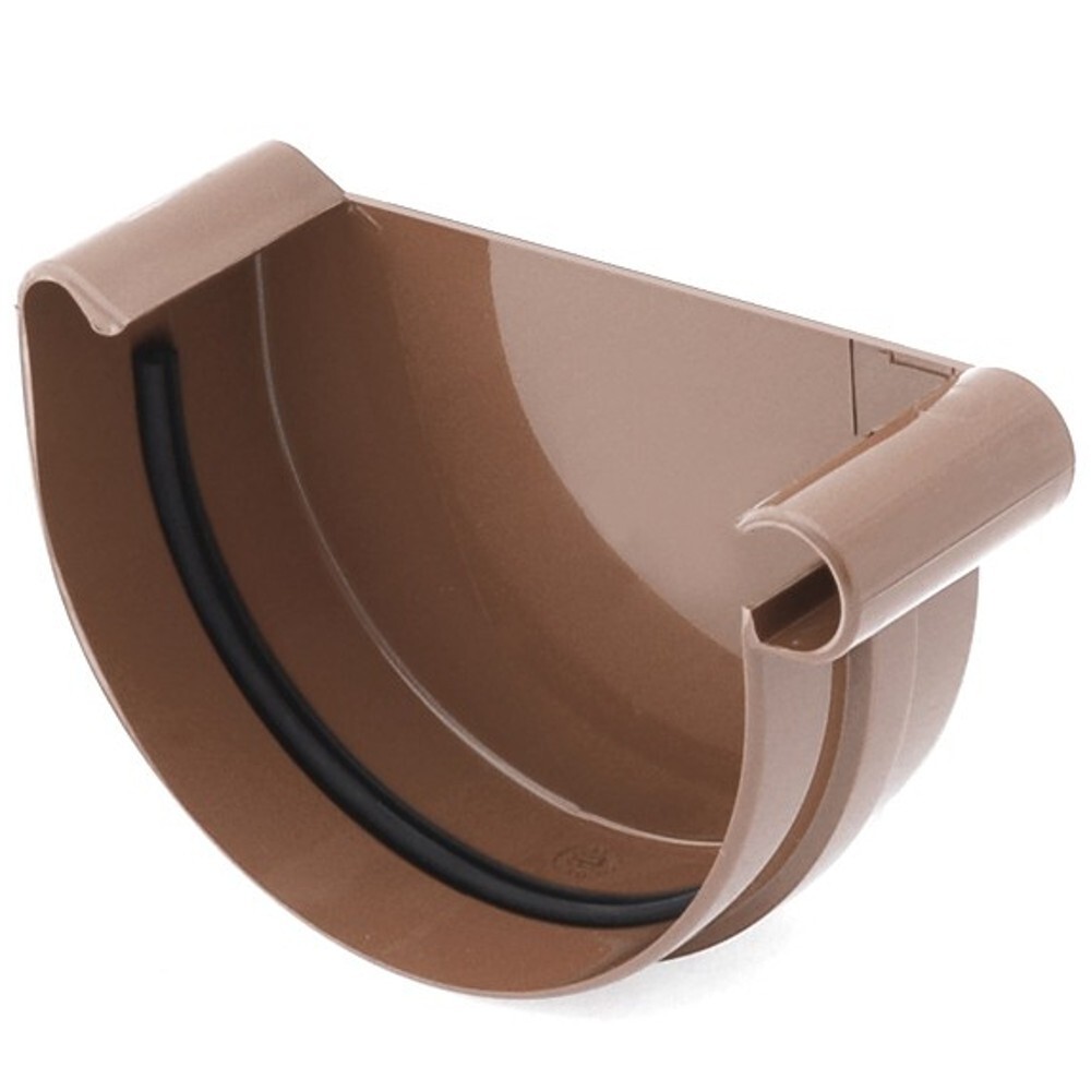 Dachrinnen-Endstück rechts 100 mm PVC braun mit Gummidichtung image number 0