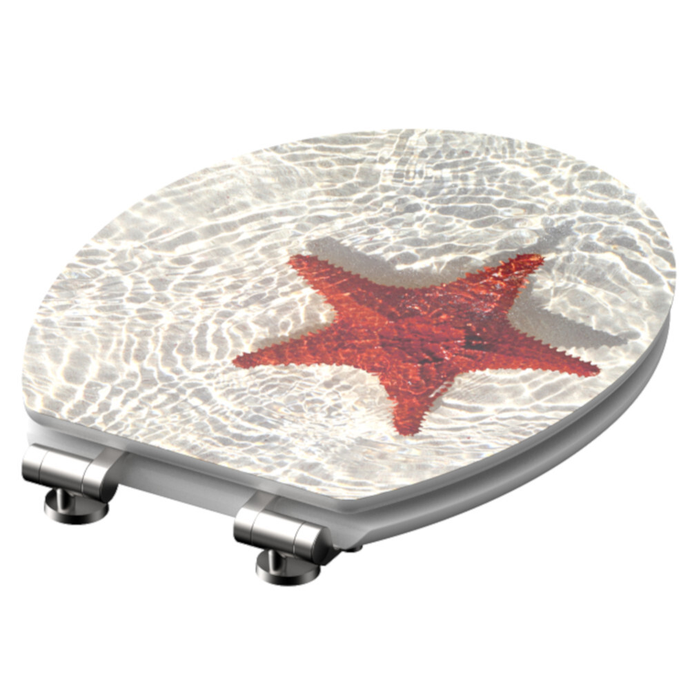 WC-Sitz mit Absenkautomatik MDF High Gloss Red-Starfish image number 1