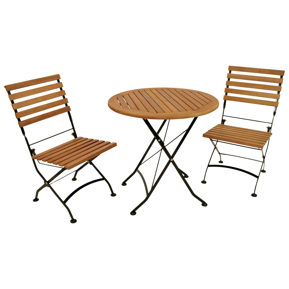 Klappgarnitur 3-teilig Flachstahl und Eukalyptusholz image number 0