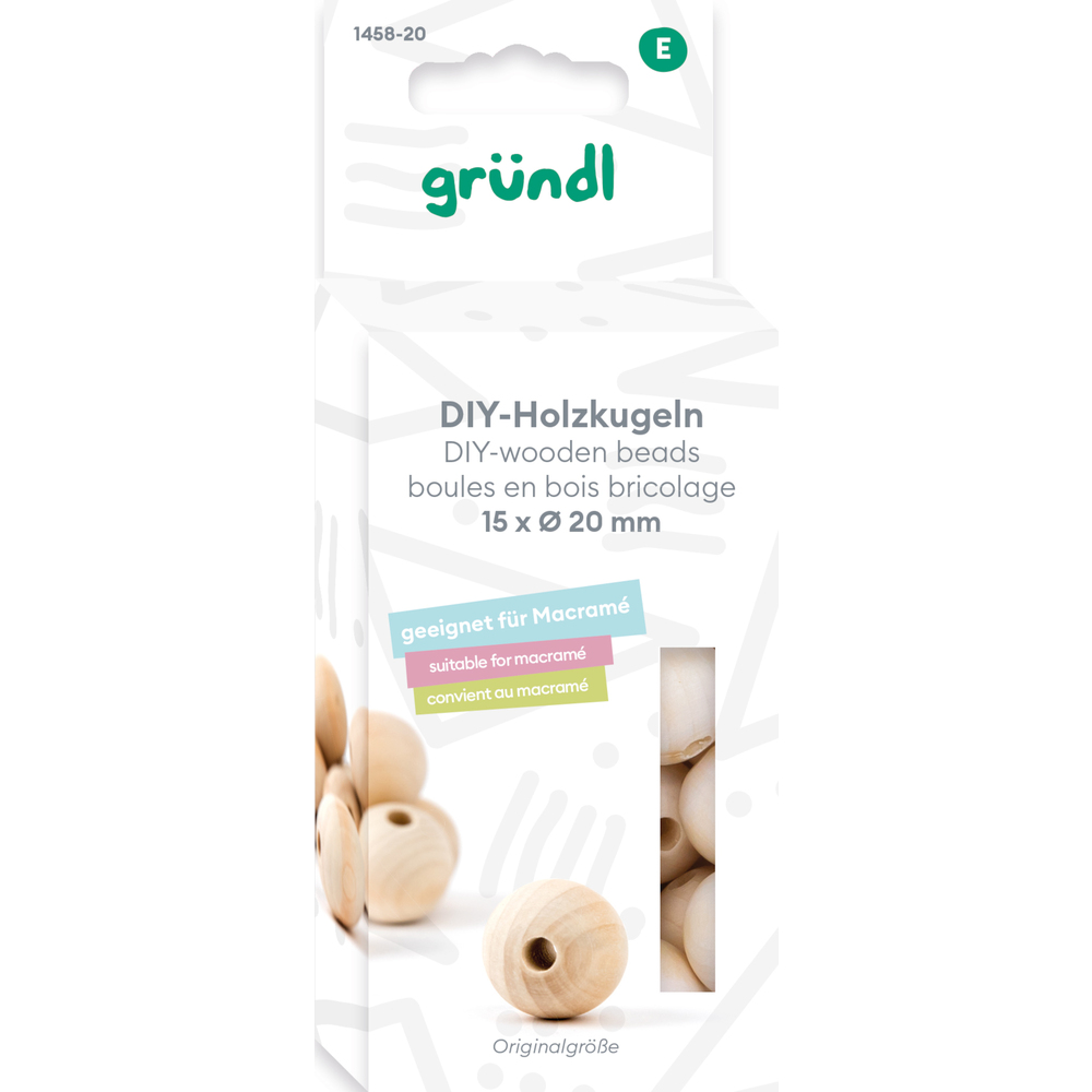 DIY-Holzkugeln (gebohrt) &Oslash; 20 mm, 15 St&uuml;ck