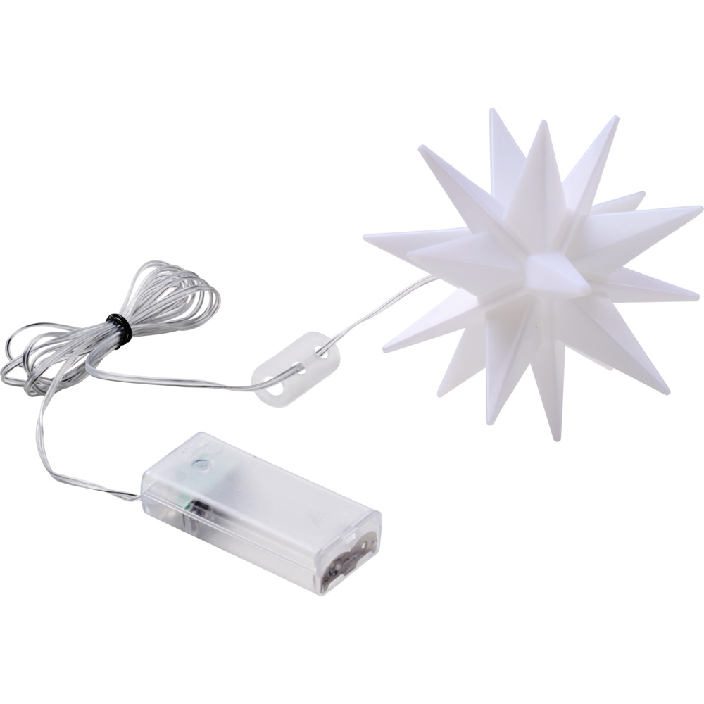LED-3D-Stern Ø 11,5 cm batteriebetrieben Kunststoff weiß