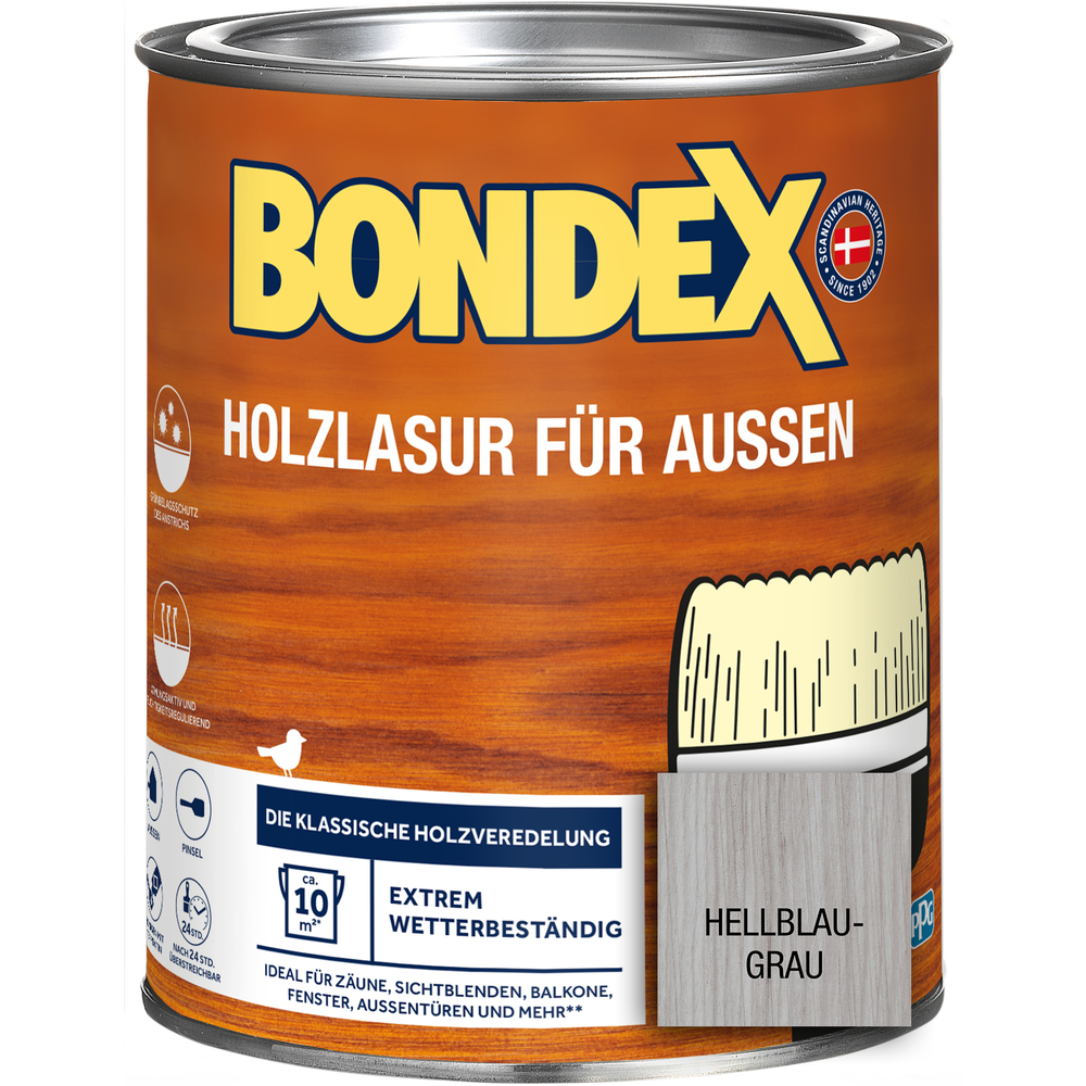BONDEX Holzlasur für Aussen hellblau-grau 750 ml image number 0