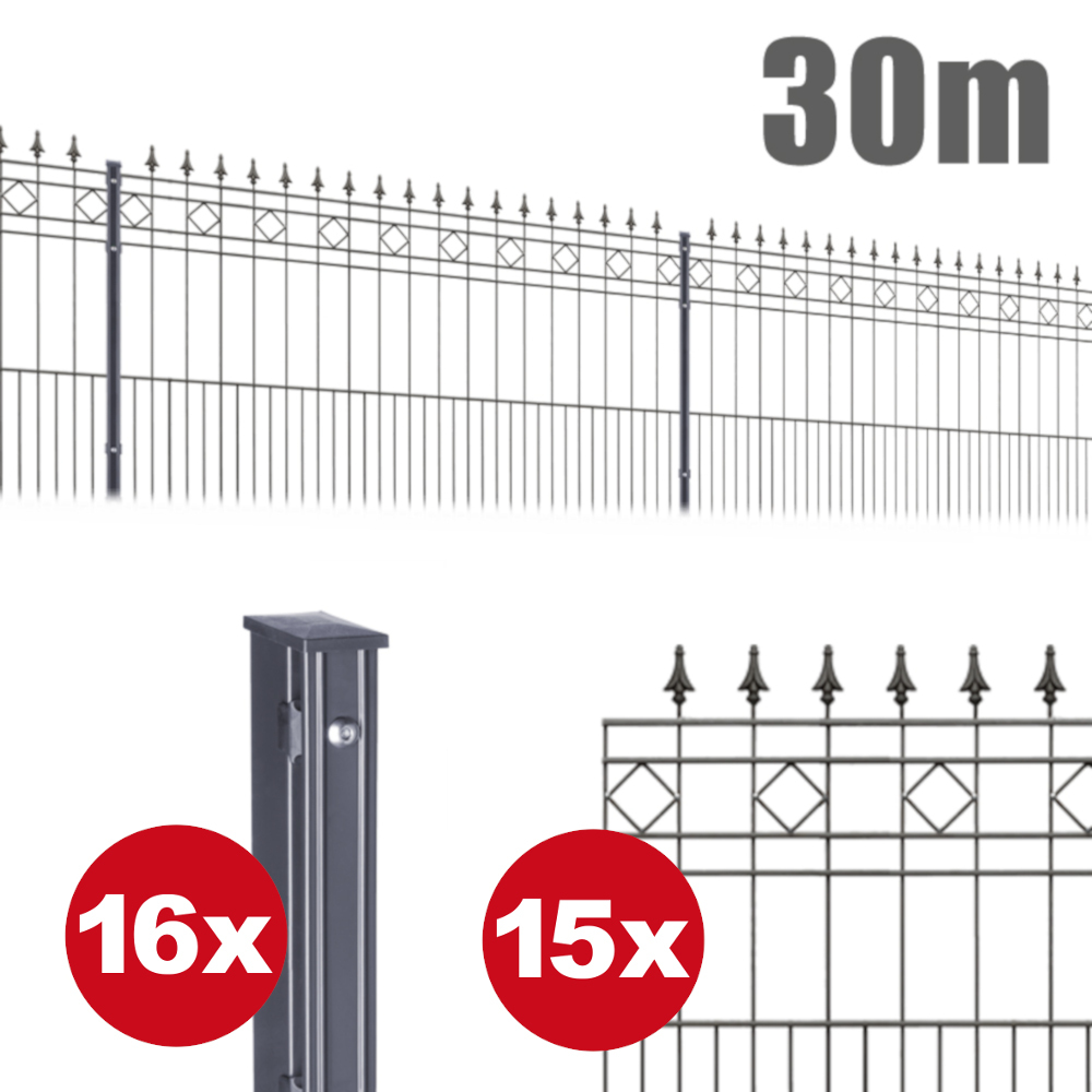 Zaunpaket RIMINI 30m x 1,1m in Anthrazit