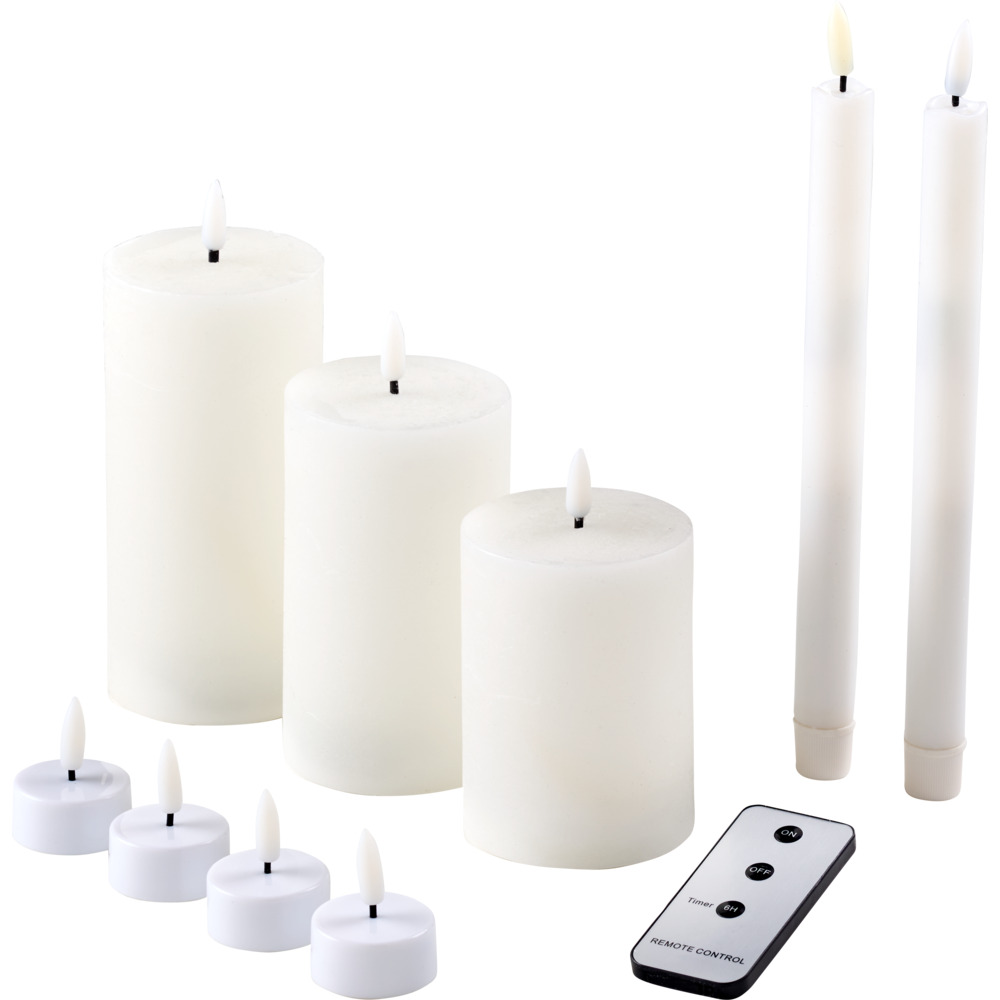 LED-Kerzen-Set 9-teilig weiß mit Fernbedienung
