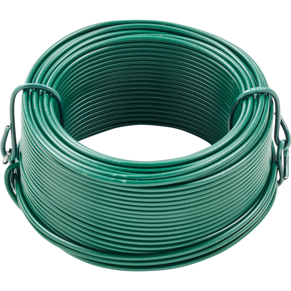 Bindedraht 25 m x 2 mm aus Stahldraht mit grüner Kunststoffummantelung