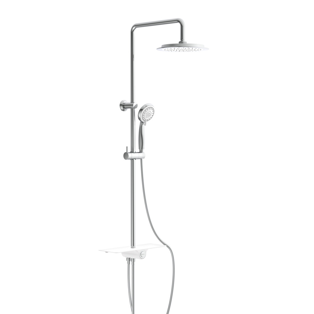 &Uuml;berkopf-Brauseset AQUASTAR mit Duschablage chrom-wei&szlig;