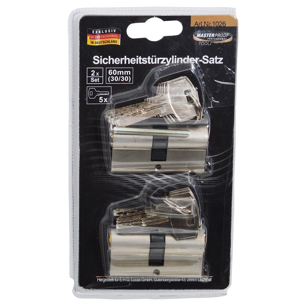Schließzylinder Profilzylinder Satz 60 mm 30/30 2-teilig mit je 5 Schlüsseln image number 0