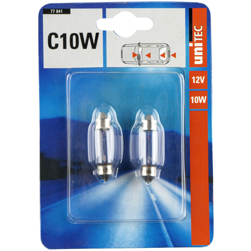Soffittenlampe C10W, 2 Stück, 12V, 10W, SV8,5-41 image number 0