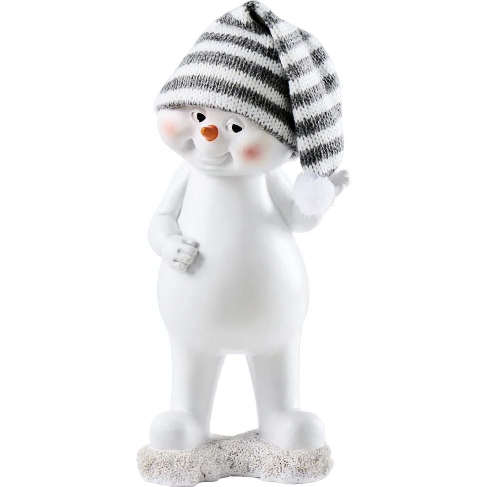 Weihnachtsfigur Schneemann 21 cm aus Kunststein mit Strickmütze image number 1