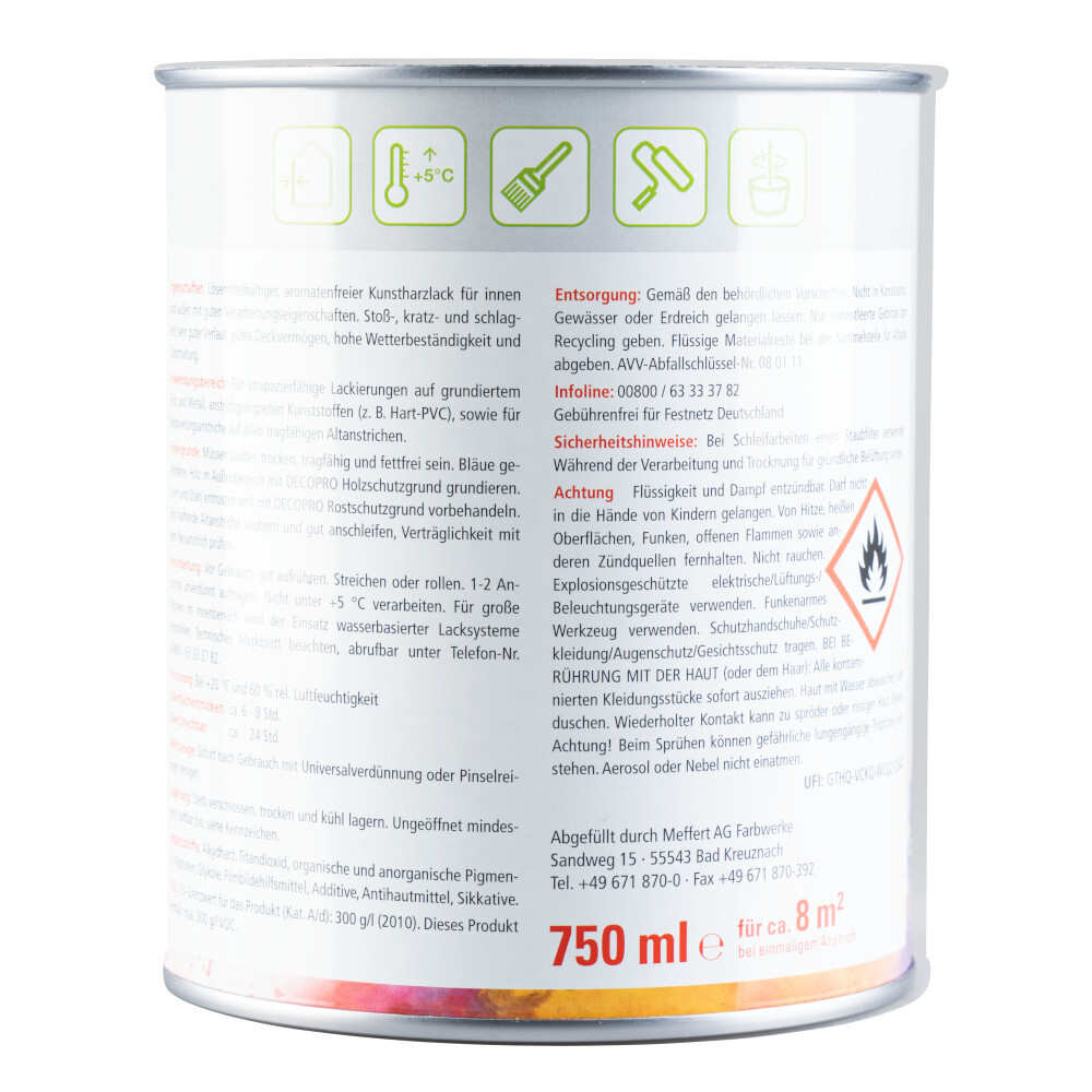 DECOPRO Hochglanzlack 750 ml enzianblau image number 1