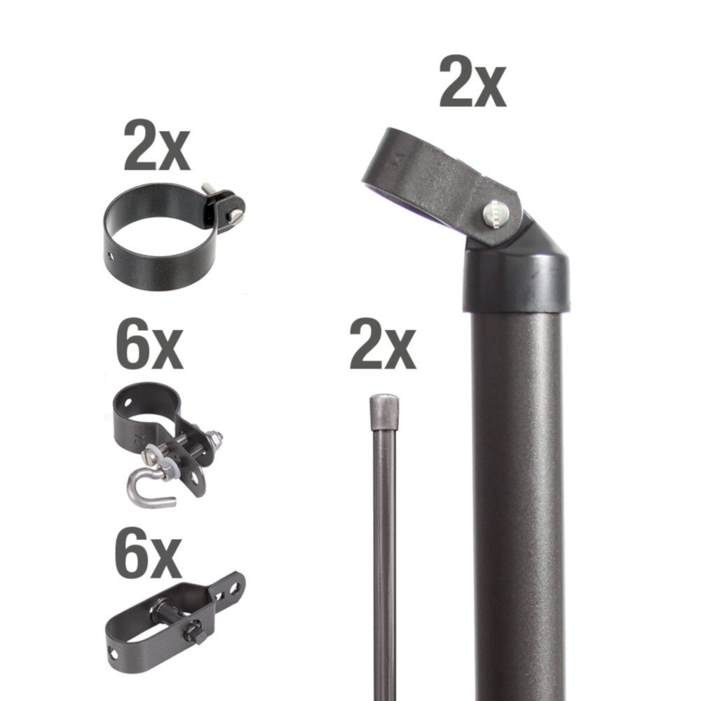 Wellengittertor-Anschluss-Set für Maschendrahtzaun 125 cm anthrazit