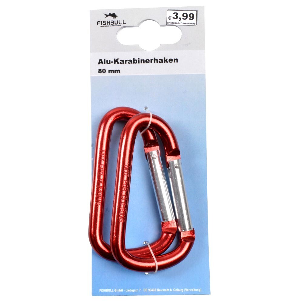 Karabiner 16 x 80 mm Alu 2 Stück rot image number 1