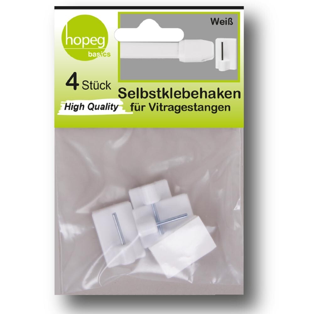 Selbstklebehaken für Vitragestange 4 Stück