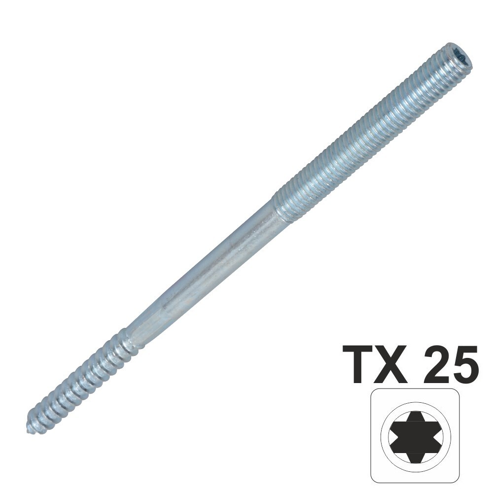 Stockschraube 8,0x100mm TX Innensechsrund galvanisch verzinkt 3 Stück