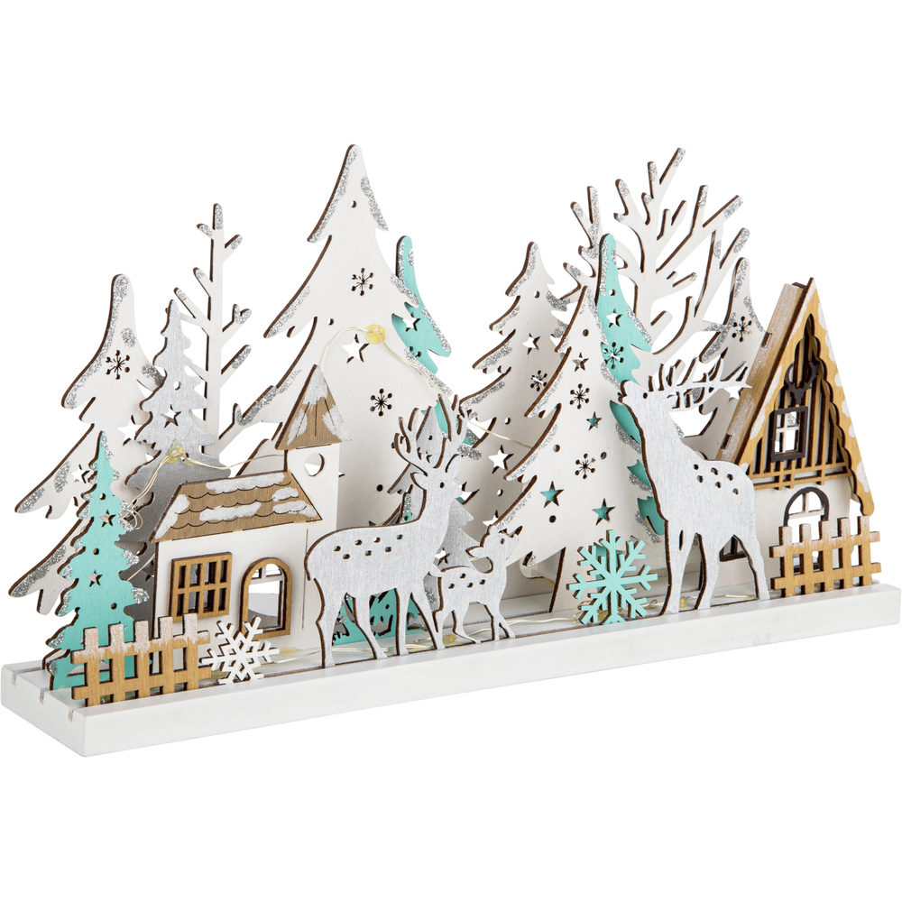 LED-Winterlandschaft aus Holz 30 x 6 x 16,5 cm