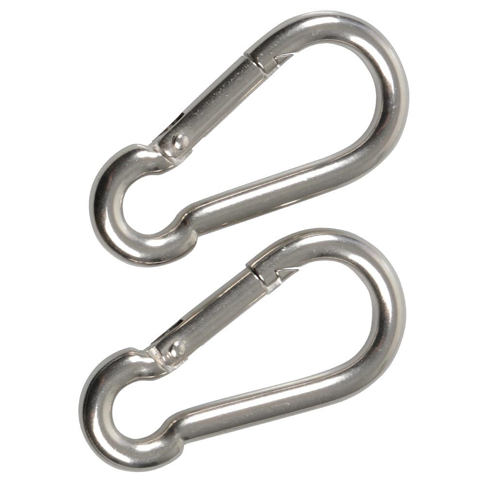 FISHBULL Feuerwehr-Karabiner 5 x 50 mm V4A Edelstahl, 2 Stück, Belastbarkeit 120 kg