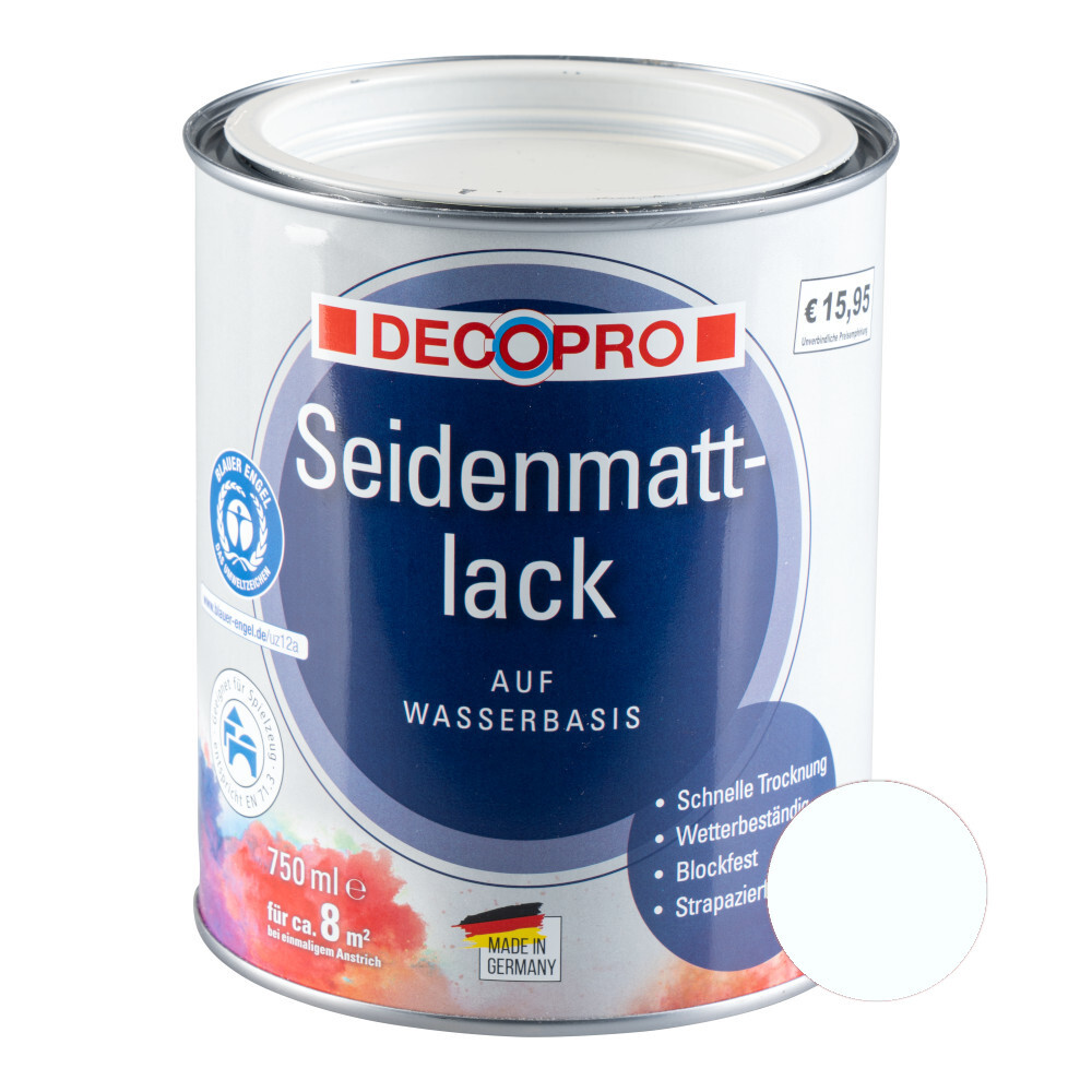 DECOPRO Acryl reinweiß Seidenmattlack 750ml image number 0