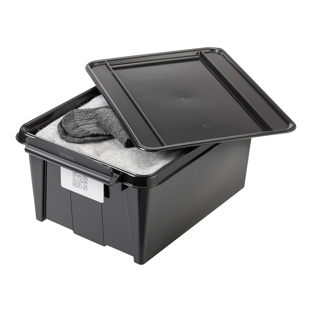 Aufbewahrungsbox 14 Liter mit Deckel und QR-Code Etikett, farbig sortiert image number 2