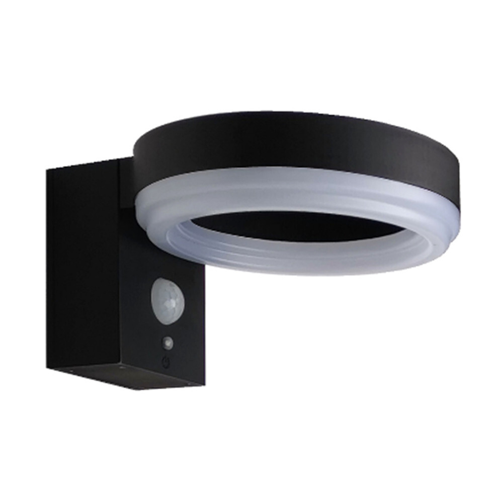 LED Solar Wandleuchte rund 6 W in schwarz mit Bewegungsmelder