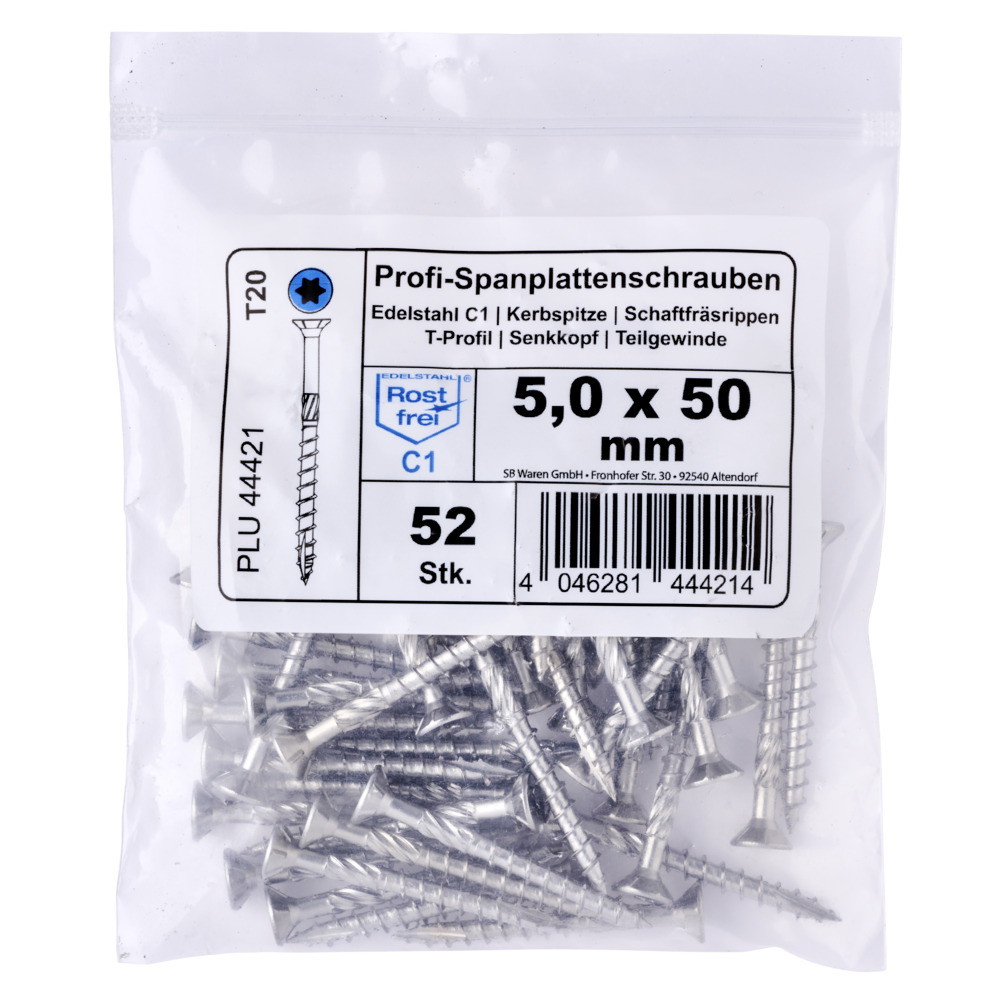 Spanplattenschraube 5,0x50 mm IVZ FISHBULL Vorteilspackung Senkkopf Teilgewinde Kerbspitze image number 1