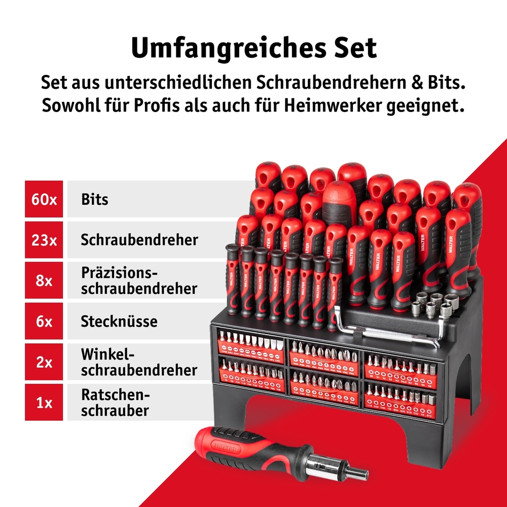 WALTER XXL Schraubendreher- und Bitset 100-teilig image number 1