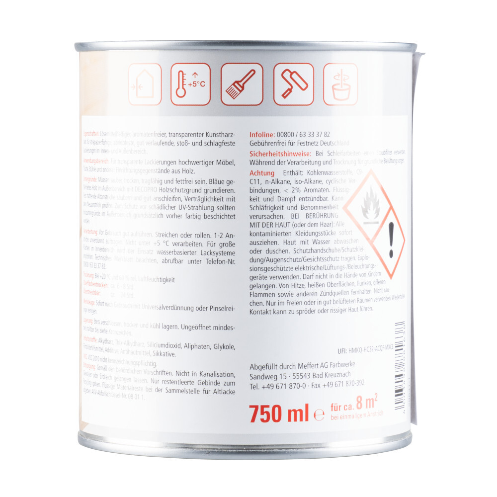 DECOPRO Klarlack farblos 750 ml seidenglänzend image number 1