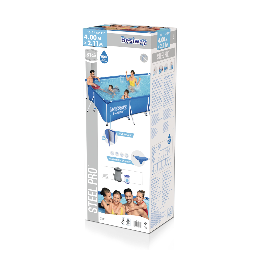 Bestway® Steel Pro Frame Pool-Set eckig mit Filterpumpe image number 5