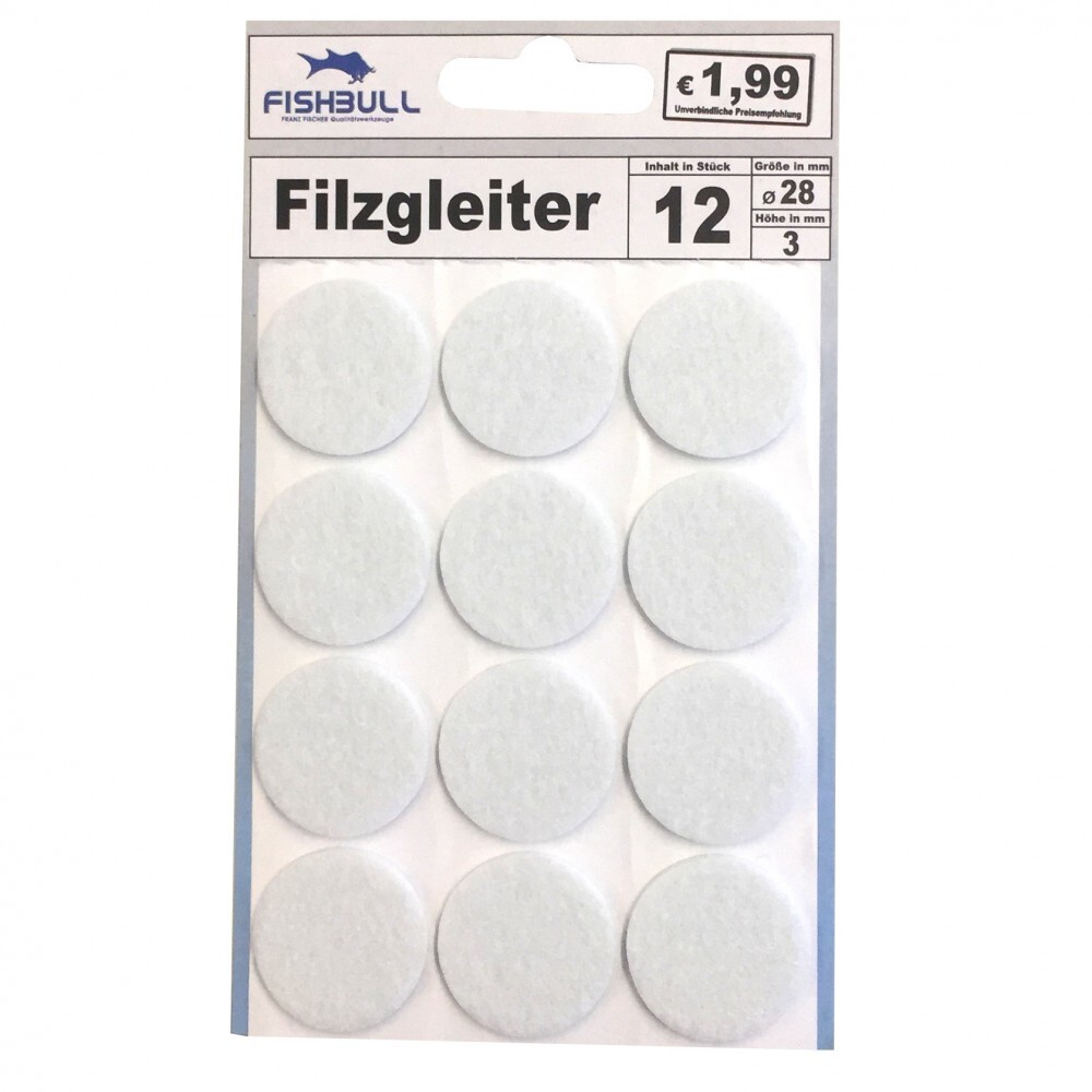 Filzgleiter Ø28 mm 12 Stück selbstklebend rund in weiß