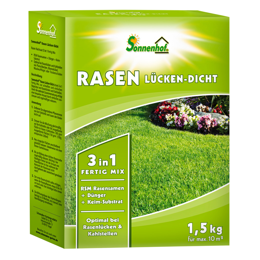 Sonnenhof Rasen-Lücken-Dicht 3in1 Fertig Mix 1,5 kg