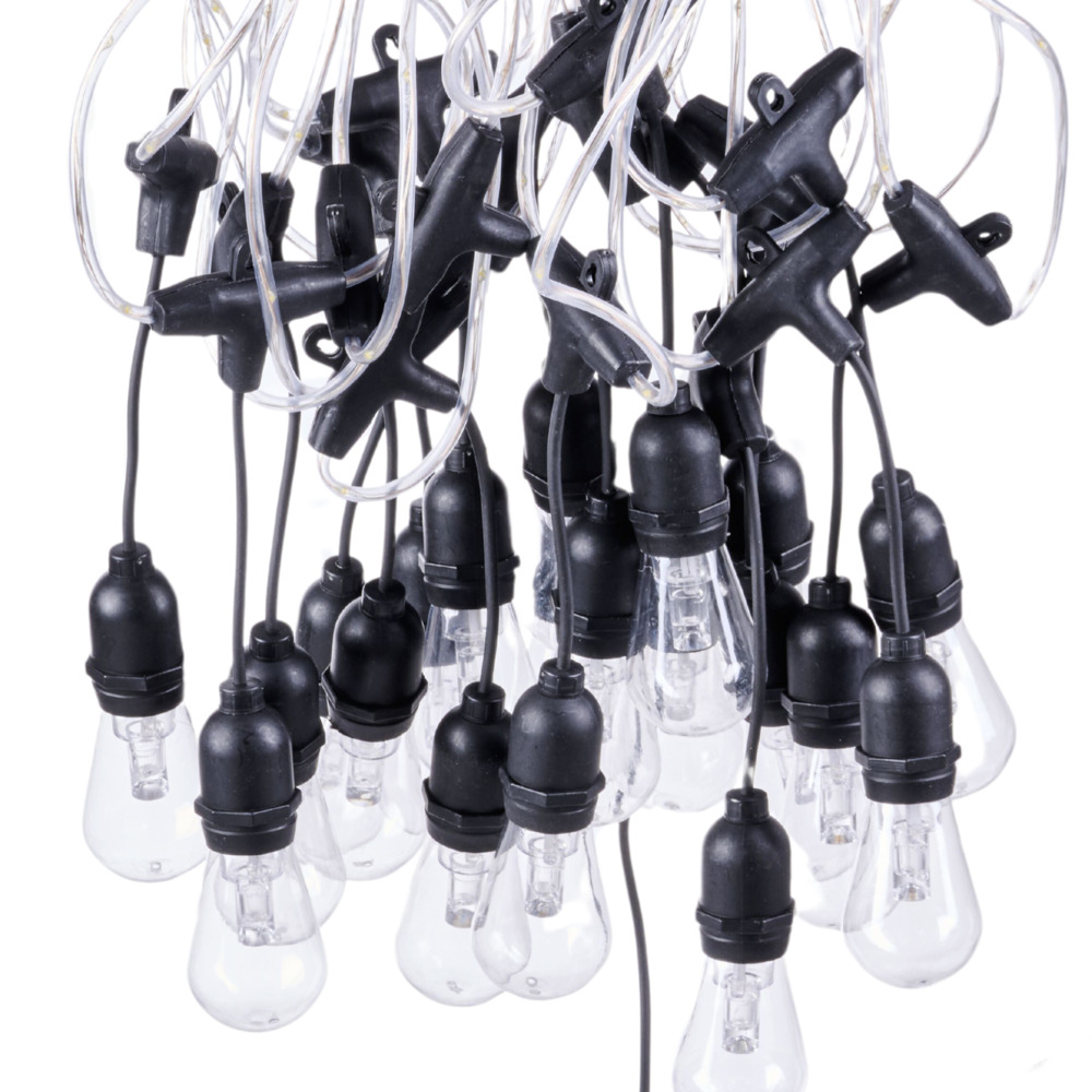 LED-Lichterkette 20 m warmweiß mit 20 Glühbirnen