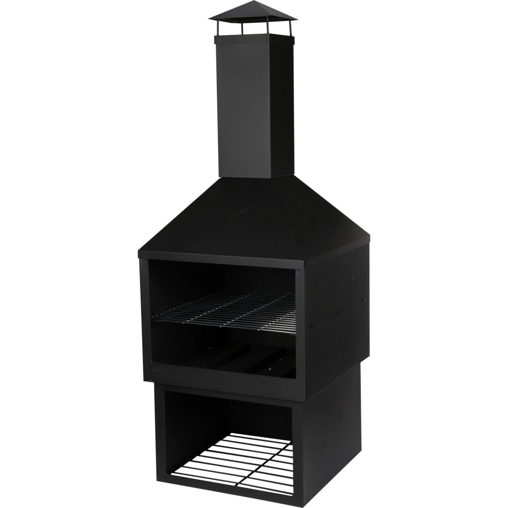 Terrassenkamin 44 x 44 x 118 cm schwarz