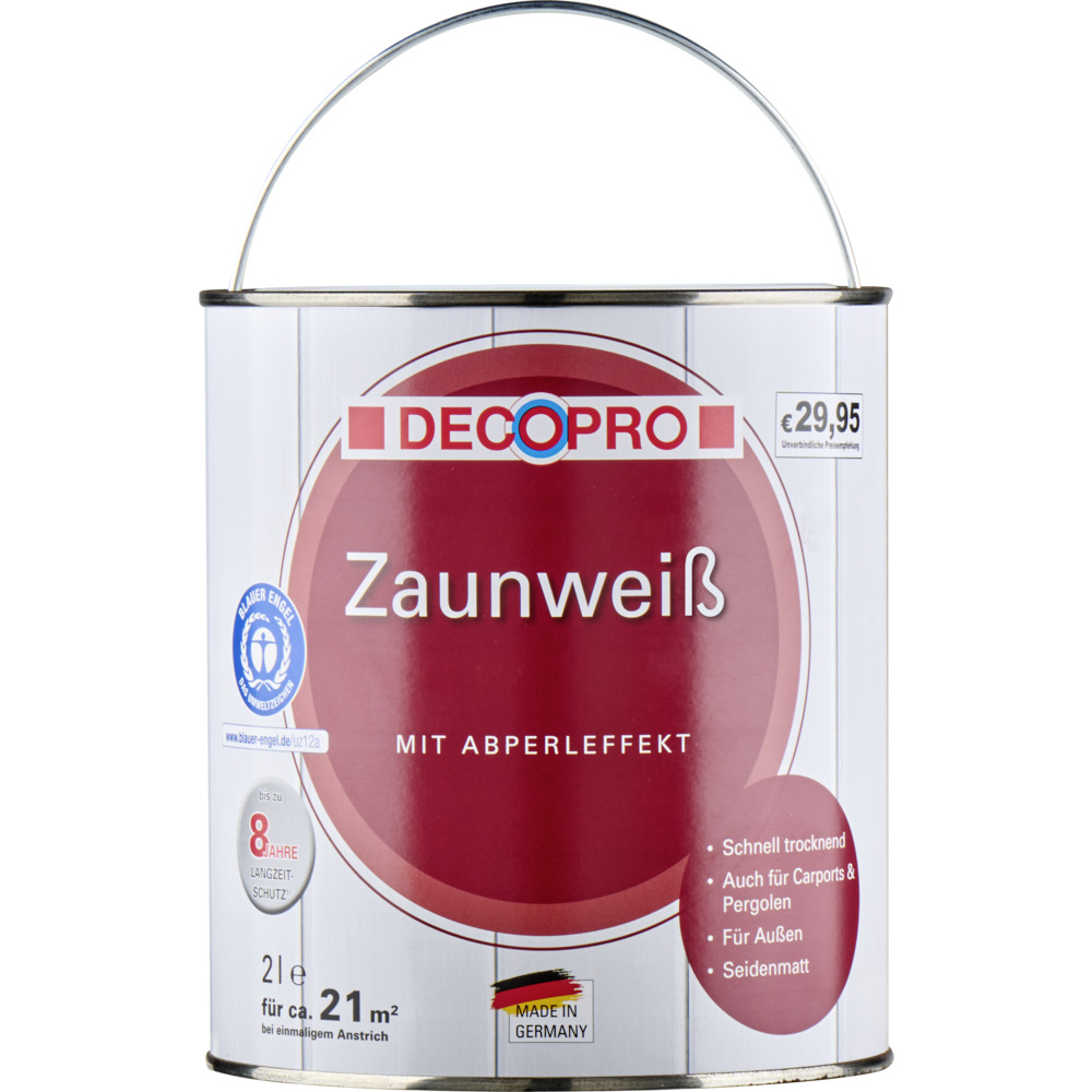 DECOPRO Zaunweiß 2 Liter in Weiß, seidenmatt image number 1