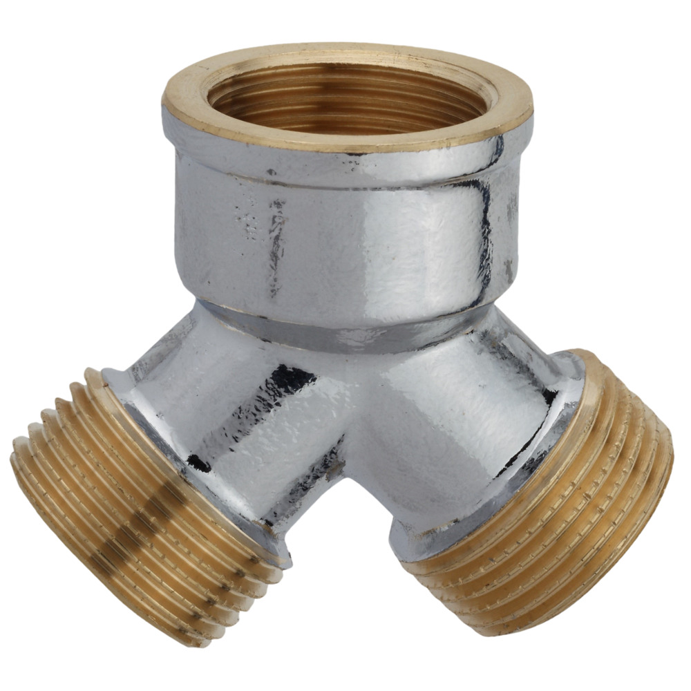 2-Wege-Verteiler Messing verchromt ¾'' IG x ¾'' AG