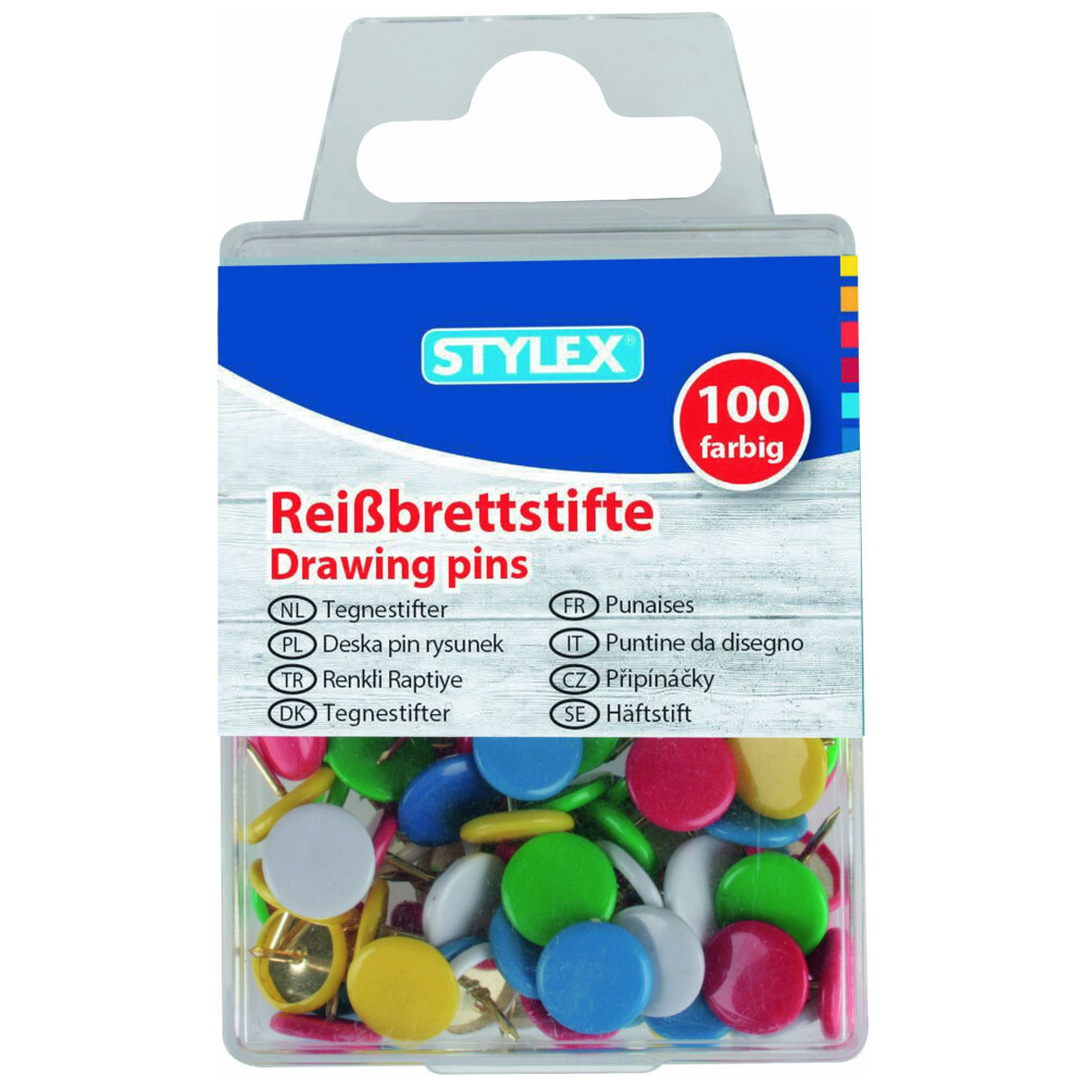 Reißbrettstifte, farbig, 100er