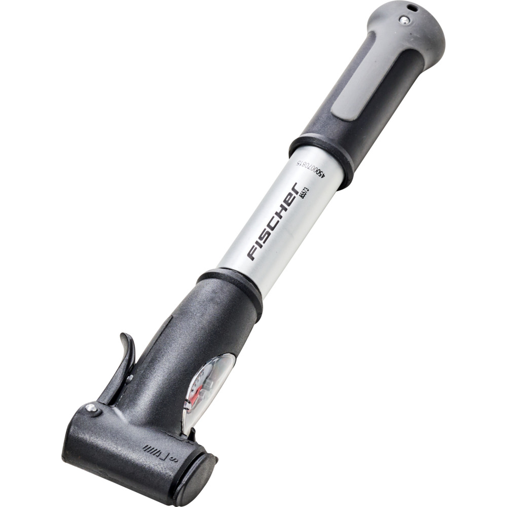 FISCHER Fahrrad Mini Luftpumpe, Doppelhub, Manometer