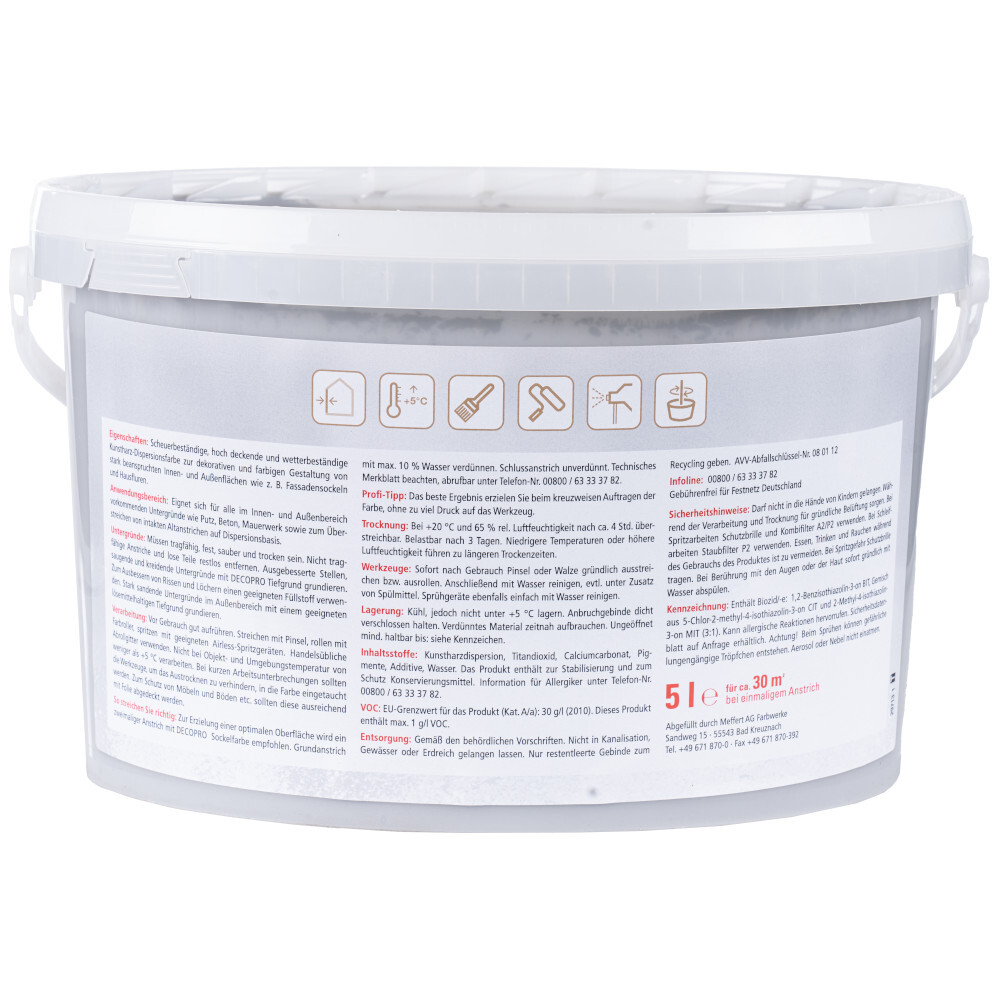 DECOPRO Sockelfarbe 5 Liter in basaltgrau image number 1