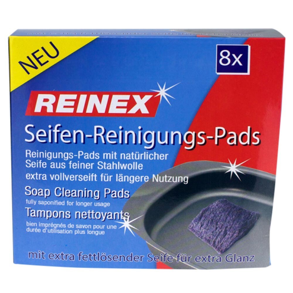 Reinex Reinigungs-Pads Stahlwolle mit Seife 8 Stück image number 0