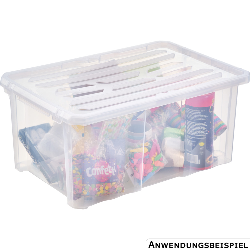 Stapelbox mit Rollen, 45 Liter, 60 x 40 x 26,5 cm, transparent image number 4