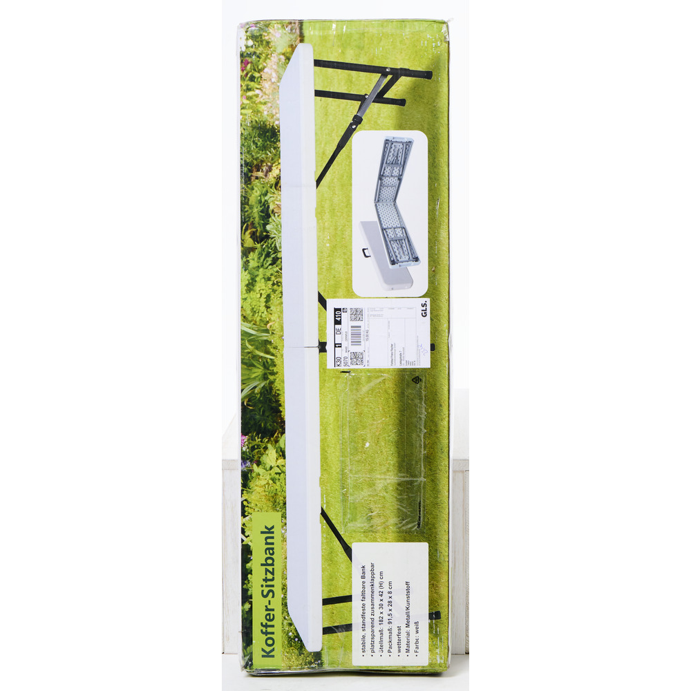 Klappsitzbank 180x28x43,5 cm aus HDPE in Weiß image number 7