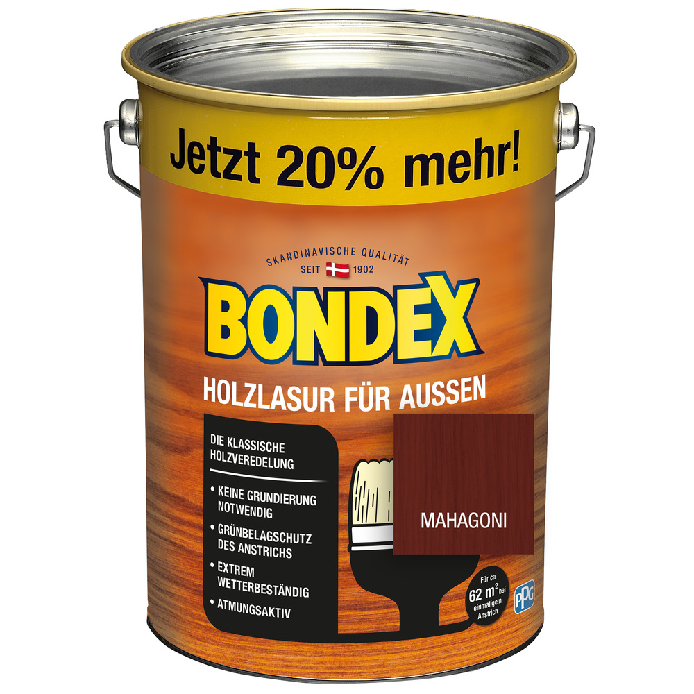 BONDEX Holzlasur für Aussen Mahagoni 4,8 Liter image number 0