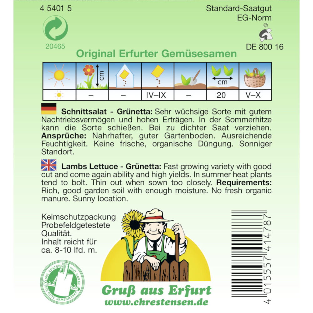 Saatgut Schnittsalat Gr&uuml;netta ca. 8-10 laufende Meter image number 1