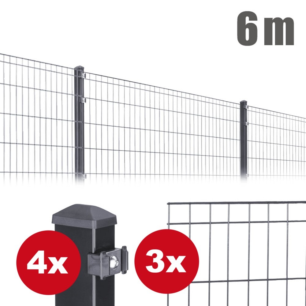 Zaunpaket MICHL ca. 0,8 m x ca. 6 m anthrazit verzinkt pulverbeschichtet image number 0