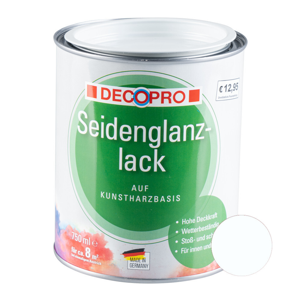 DECOPRO Seidenglanzlack reinweiß RAL 9010 für innen und außen image number 0